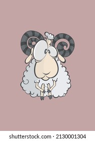 cute lamb is thinking about something