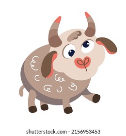 Cute lamb toy in cartoon style  Character for design postcards  inscriptions  children books  Vector illustration  icon isolated background 