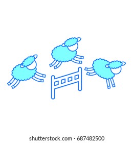 Cute lambs jumping the fence