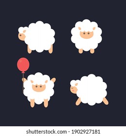 
cute lambs. Sweet dreams. four sheep. emotion. good night. vector illustration. simple flat web icons. collection or set of animals