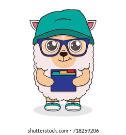 Cute Lamb/Sheep in the style cartoon. Vector Illustration.