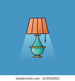 Cute lamp drawing vector art on a blue background.