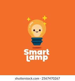 Cute lamp logo illustration. Minimalist bulb icon design, suitable for corporate and web.