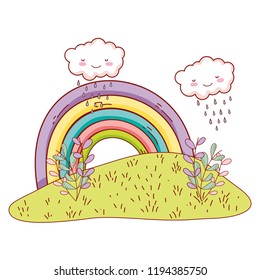 Cute landscae with rainbow drawings