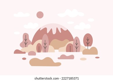 Atractivo paisaje de diseño plano minimalista 