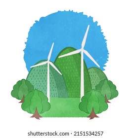 Paisaje bonito con molino de viento