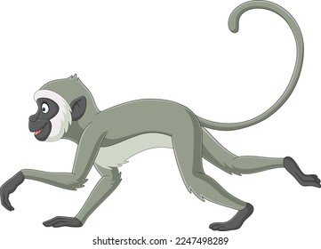 Cute dusky leaf monkey cartoon sitting Royalty Free Vector