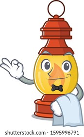 Cute lantern Scroll Character stand as a Waiter look