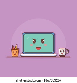 vector de diseño de dibujos animados para portátiles lindo
