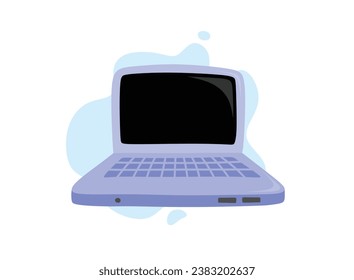 Cute laptop flat. Opened computer screen with keyboard.
