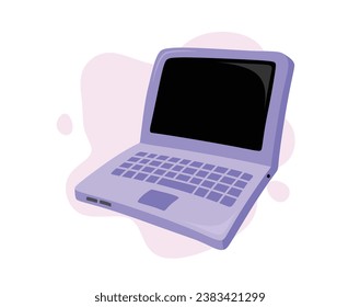 Cute Laptop Notebook isolated on white background flat color cartoon style.