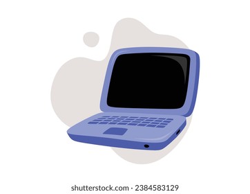 Cute Laptop Notebook isolated on white background flat color cartoon style.
