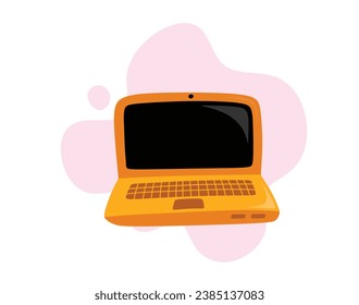 Cute-Laptop-Notebook einzeln auf weißem Hintergrund, floraler Cartoon-Stil.