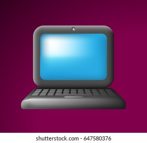 Cute Laptop on Dark Background . Isolated Vector Illustration 