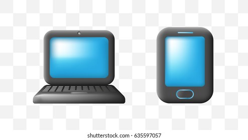Cute Laptop on White Background . Isolated Vector Illustration 