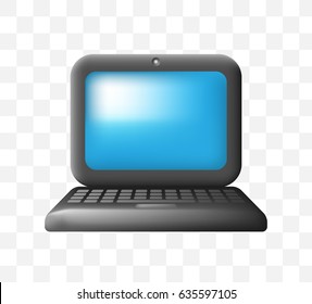 Cute Laptop on White Background . Isolated Vector Illustration 