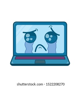 Cute Laptop Sad Emoticon Characters Stock Vector (Royalty Free ...