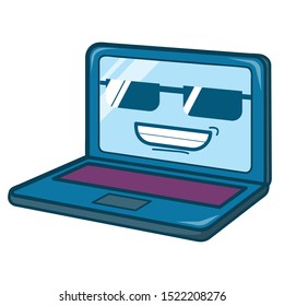 Cute laptop thug life emoticon characters