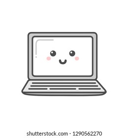 Cute laptop. Vector icon isolated on white background