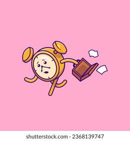 Cute Late Clock Employee Cartoon Vector Icons Illustration. Flat Cartoon Concept. Suitable for any creative project.
