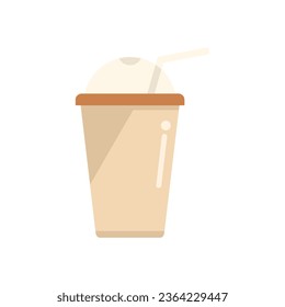 Cute latte cup icon flat vector. Cafe glass. Cream mocha isolated