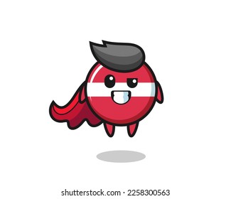 the cute latvia flag badge character as a flying superhero , cute style design for t shirt, sticker, logo element