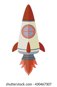 cute lauching rocket cartoon vector