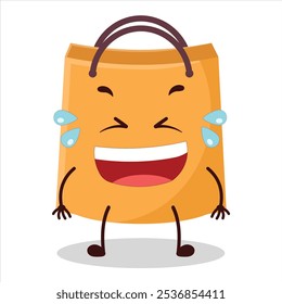cute laugh out loud expression of shopping bag character
