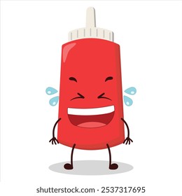 cute laugh out loud expression of tomato sauce bottle character