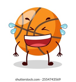 cute laugh out loud expression of basket ball cartoon character