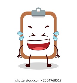 cute laugh out loud expression of clipboard cartoon character