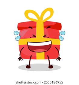 cute laugh out loud expression of red gift box cartoon character