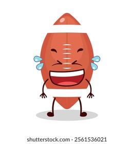 cute laugh out loud expression of rugby ball cartoon character
