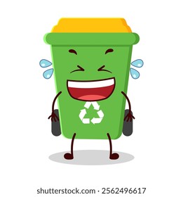 cute laugh out loud expression of trash bin cartoon character
