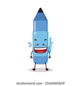 cute laugh out loud expression of blue pen cartoon character
