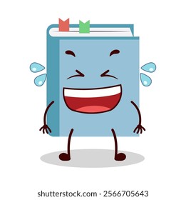 cute laugh out loud expression of blue book cartoon character
