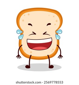 cute laugh out loud expression of bread cartoon character
