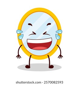 cute laugh out loud expression of mirror cartoon character
