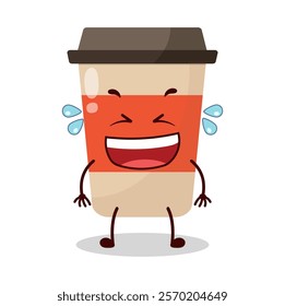 cute laugh out loud expression of coffee cup cartoon character
