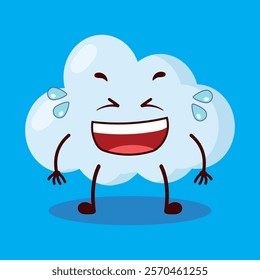 cute laugh out loud expression of cloud cartoon character
