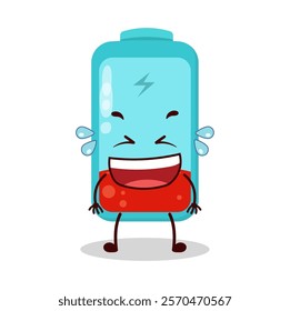 cute laugh out loud expression of empty battery cartoon character
