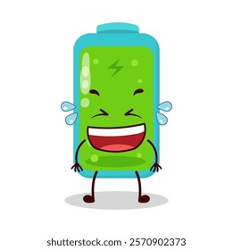 cute laugh out loud expression of full battery cartoon character
