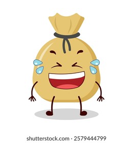 cute laugh out loud expression of money bag cartoon character
