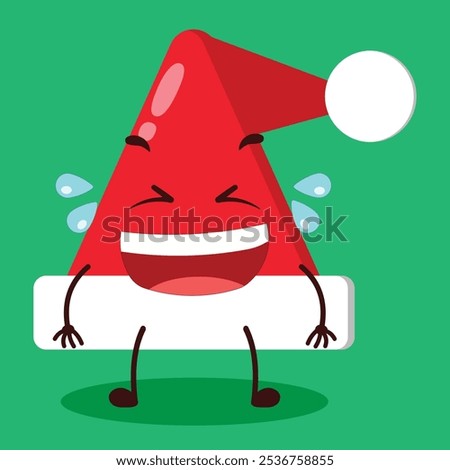 cute laugh out loud expression of Santa Clause hat character