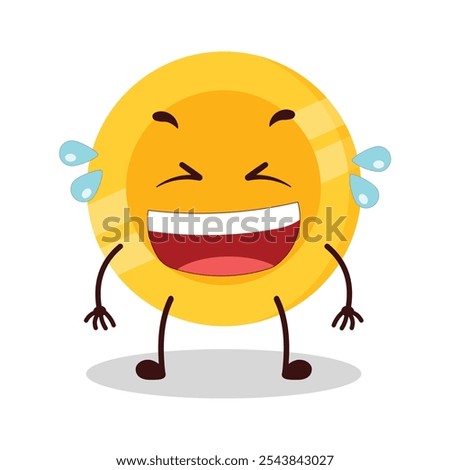cute laugh out loud expression of coin cartoon character
