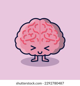 Cute Laughing Brain Vector Illustration