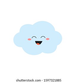 Cute laughing cartoon cloud character. Vector flat illustration isolated on white background 