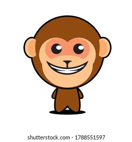 cute laughing monkey character vector design