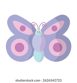 Bela borboleta lavanda. Ilustração vetorial