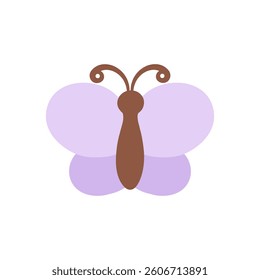 Cute lavender butterfly icon logo vector illustration isolated on white background